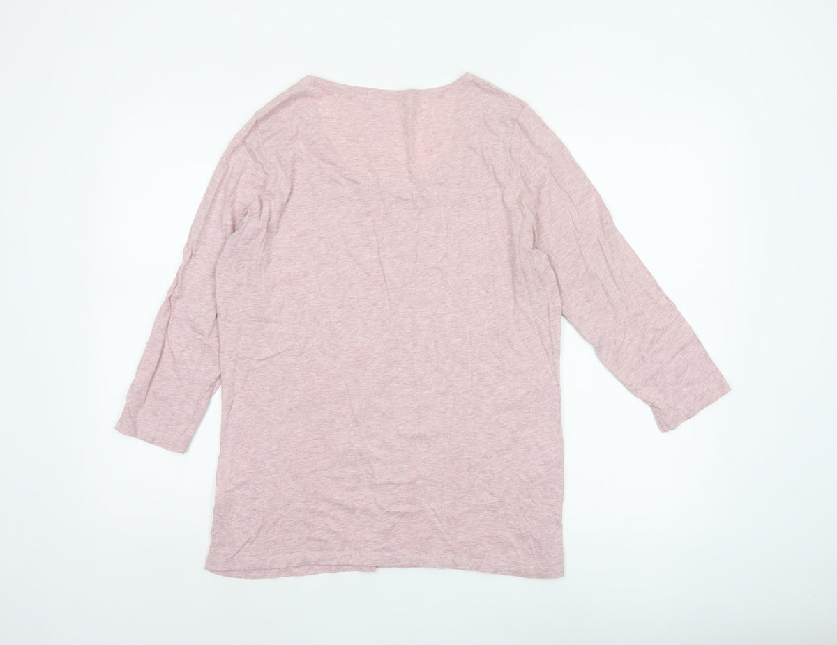 FatFace Women Pink Size 10 Modal Scoop Neck 3/4 Sleeve Basic T-Shirt