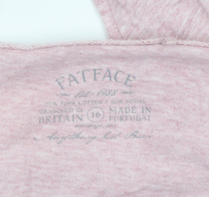 FatFace Women Pink Size 10 Modal Scoop Neck 3/4 Sleeve Basic T-Shirt