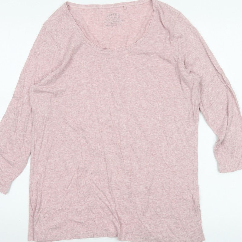 FatFace Women Pink Size 10 Modal Scoop Neck 3/4 Sleeve Basic T-Shirt