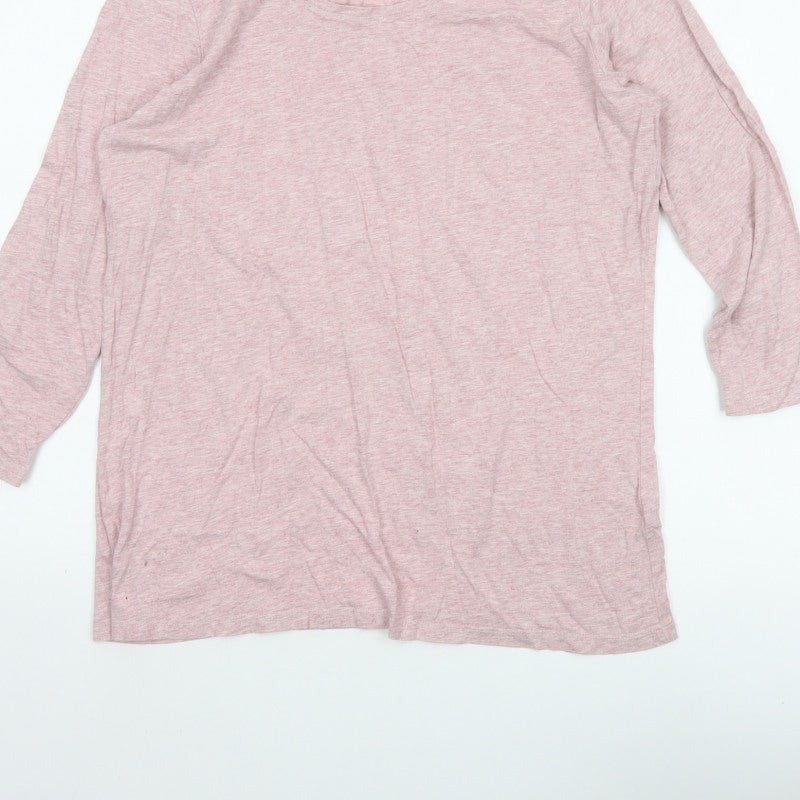 FatFace Women Pink Size 10 Modal Scoop Neck 3/4 Sleeve Basic T-Shirt