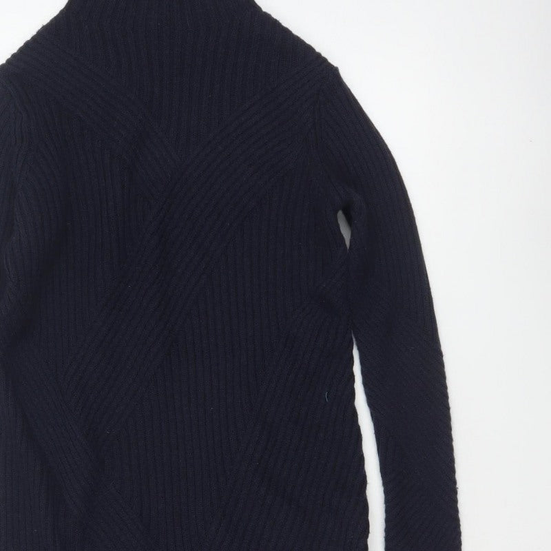 Marks & Spencer Women's Navy S Ribbed Merino Wool Tunic Jumper