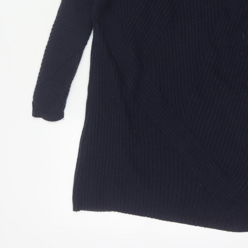 Marks & Spencer Women's Navy S Ribbed Merino Wool Tunic Jumper