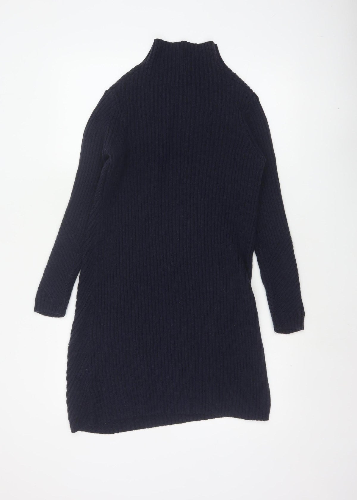 Marks & Spencer Women's Navy S Ribbed Merino Wool Tunic Jumper