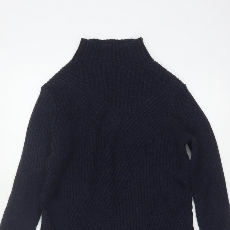 Marks & Spencer Women's Navy S Ribbed Merino Wool Tunic Jumper