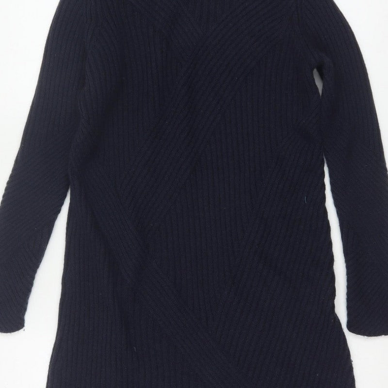 Marks & Spencer Women's Navy S Ribbed Merino Wool Tunic Jumper