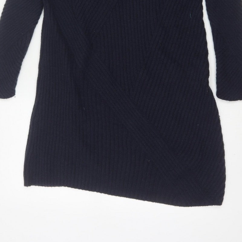 Marks & Spencer Women's Navy S Ribbed Merino Wool Tunic Jumper