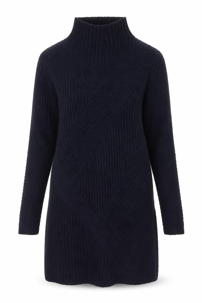 Marks & Spencer Women's Navy S Ribbed Merino Wool Tunic Jumper