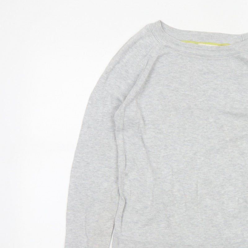 White Stuff Women’s Grey Cotton Crew Neck Raglan Jumper UK 8
