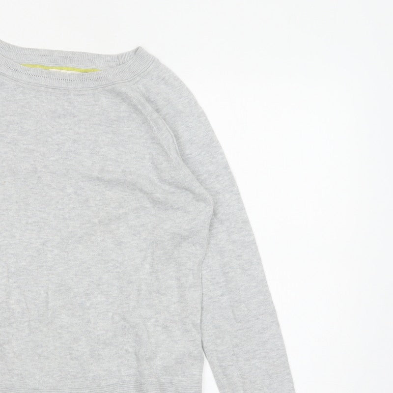 White Stuff Women’s Grey Cotton Crew Neck Raglan Jumper UK 8