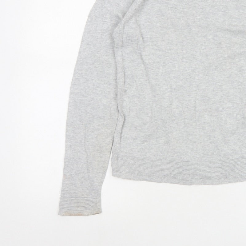 White Stuff Women’s Grey Cotton Crew Neck Raglan Jumper UK 8