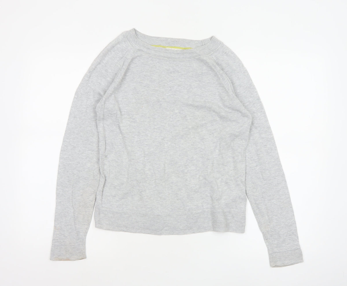 White Stuff Women’s Grey Cotton Crew Neck Raglan Jumper UK 8