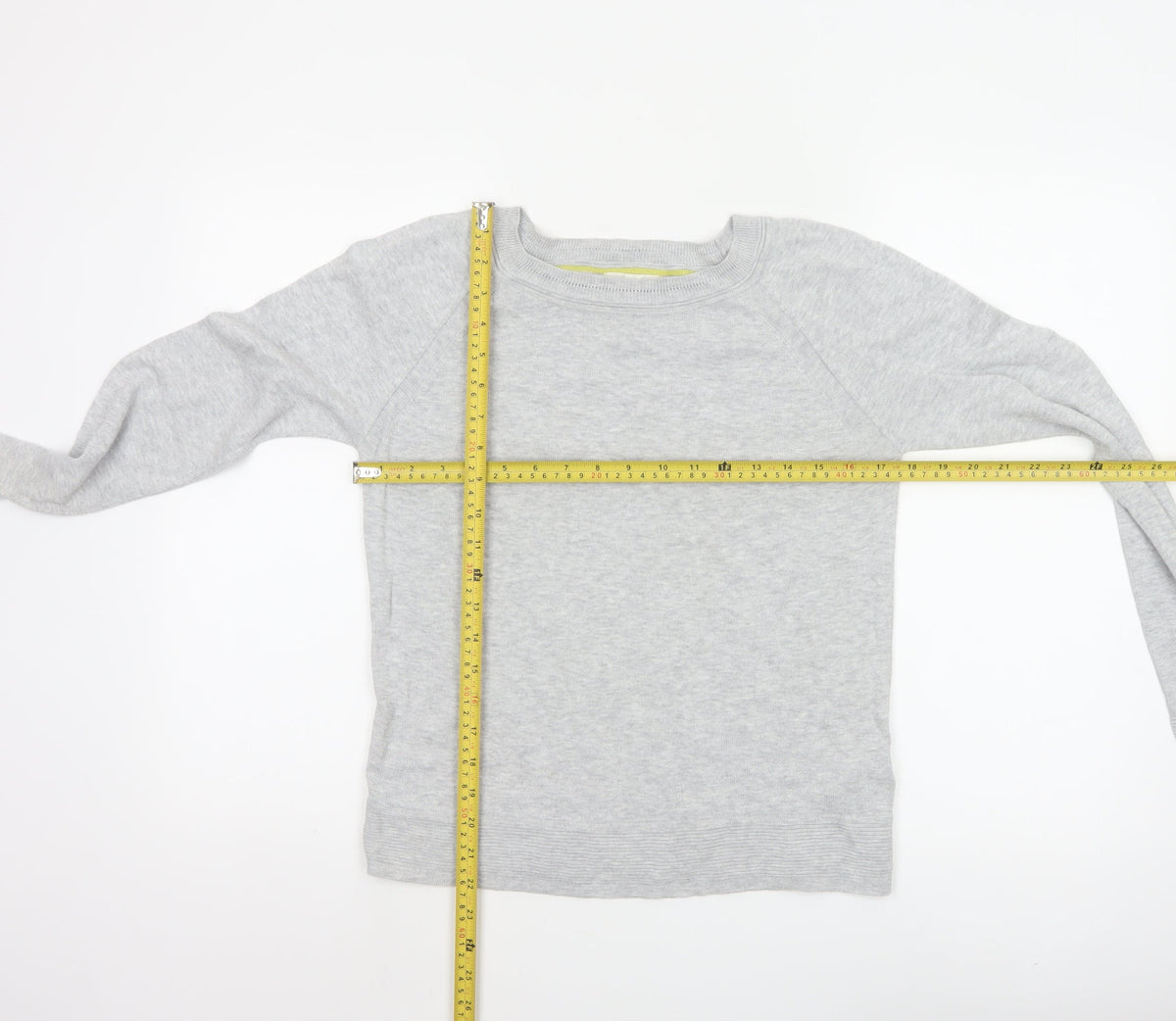 White Stuff Women’s Grey Cotton Crew Neck Raglan Jumper UK 8