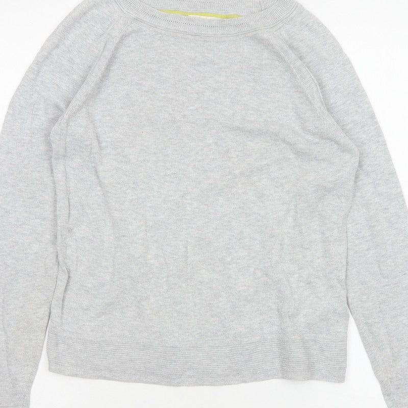 White Stuff Women’s Grey Cotton Crew Neck Raglan Jumper UK 8