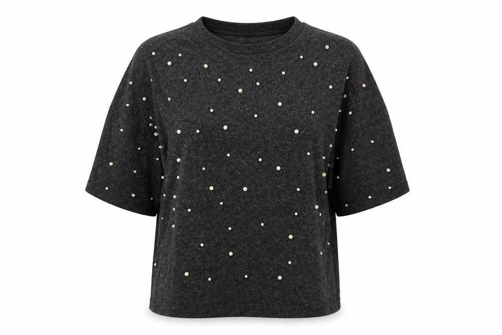 Zara Trafaluc Women’s Black Size 28 Pearl Beaded Dolman Knit Top