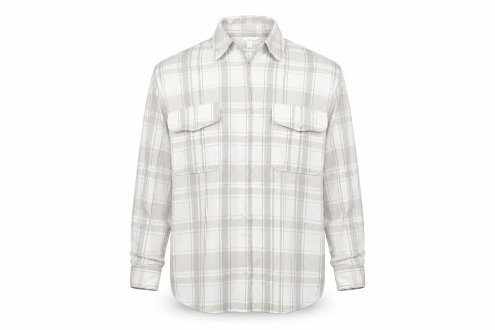 H&M Men's Beige Check Plaid Long Sleeve Button-Up Shirt Size S