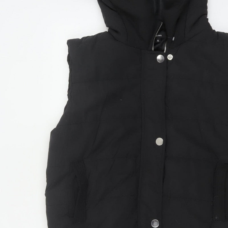 Rising Women’s Black XL Hooded Long Quilted Puffer Waistcoat