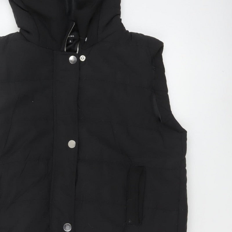Rising Women’s Black XL Hooded Long Quilted Puffer Waistcoat