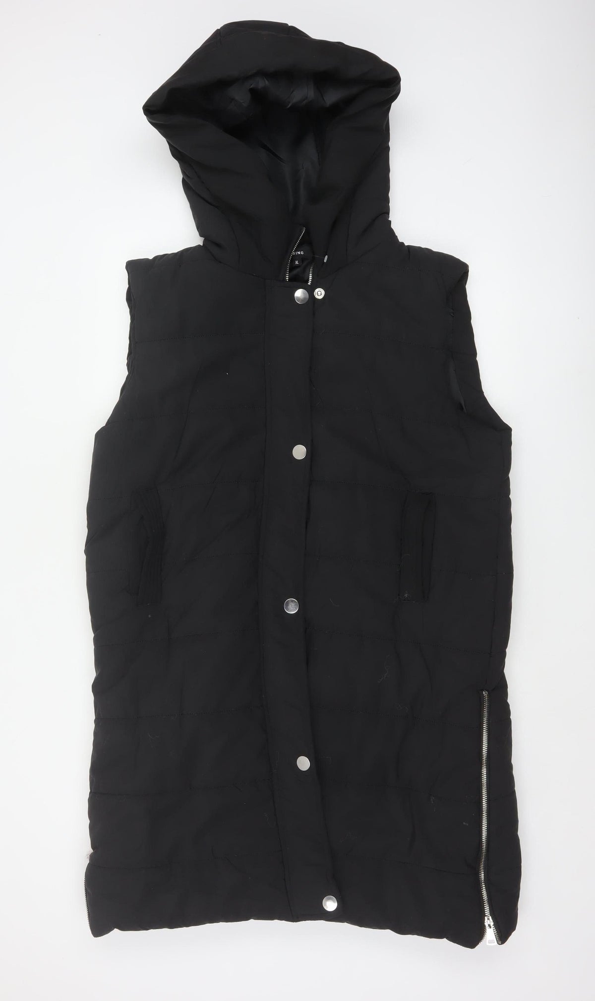 Rising Women’s Black XL Hooded Long Quilted Puffer Waistcoat