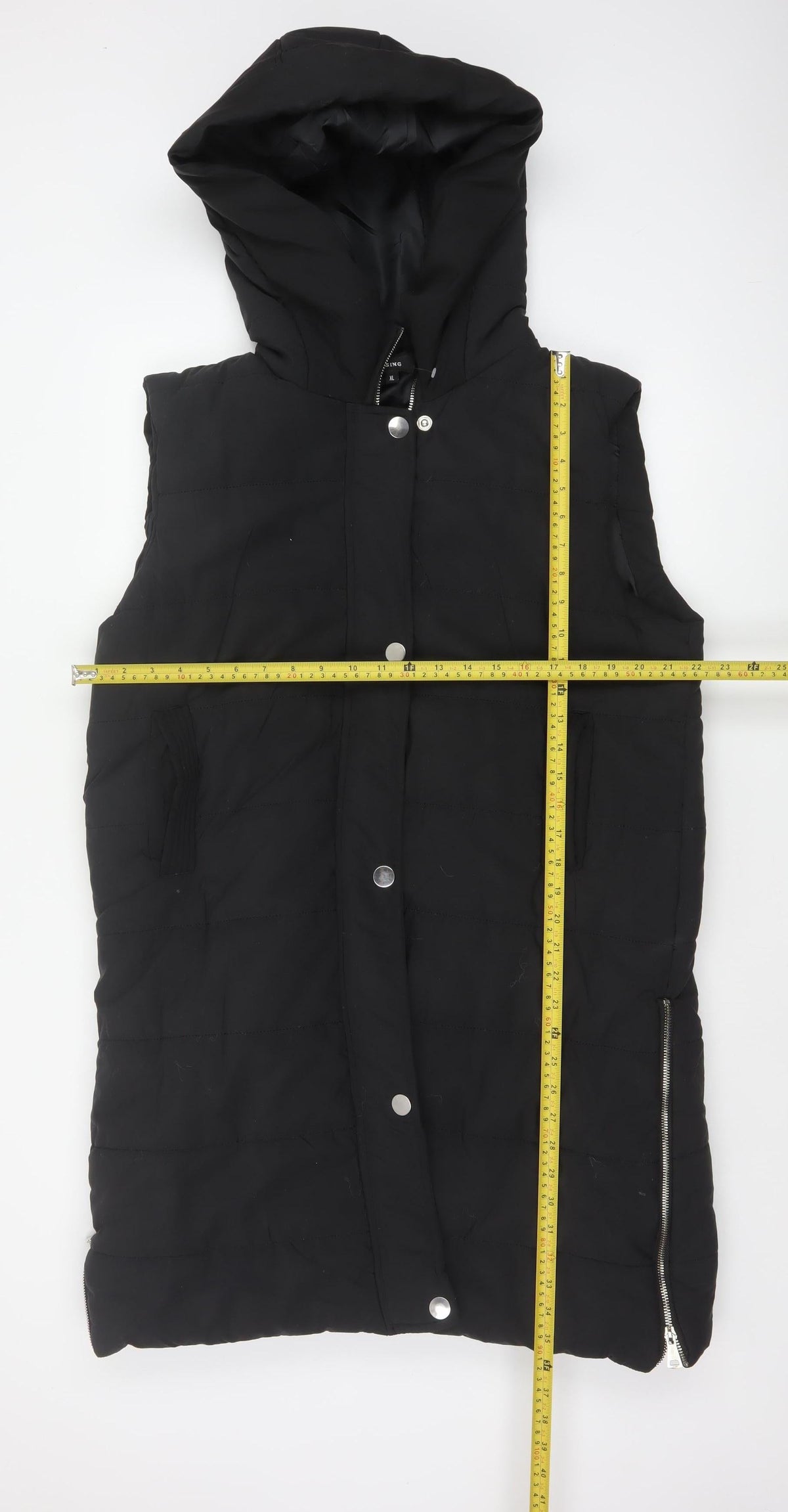 Rising Women’s Black XL Hooded Long Quilted Puffer Waistcoat