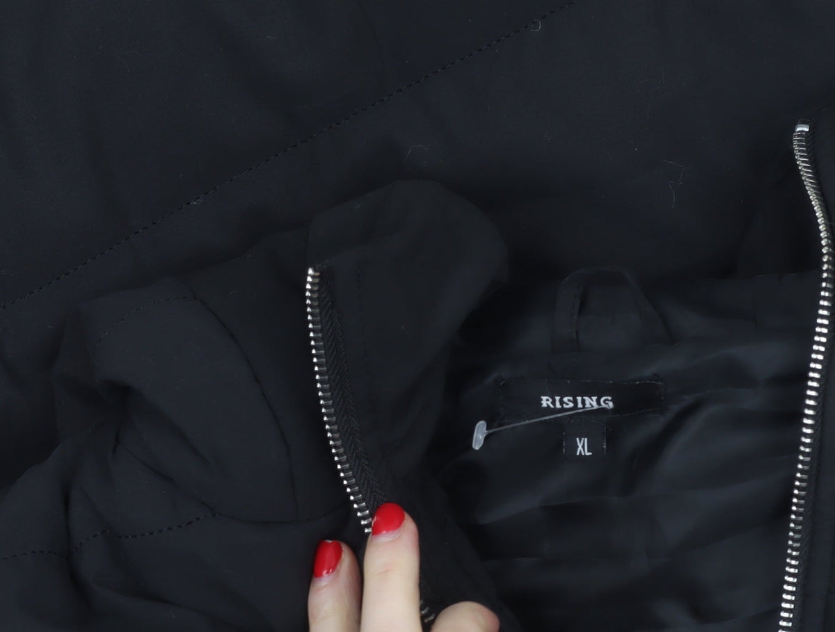 Rising Women’s Black XL Hooded Long Quilted Puffer Waistcoat