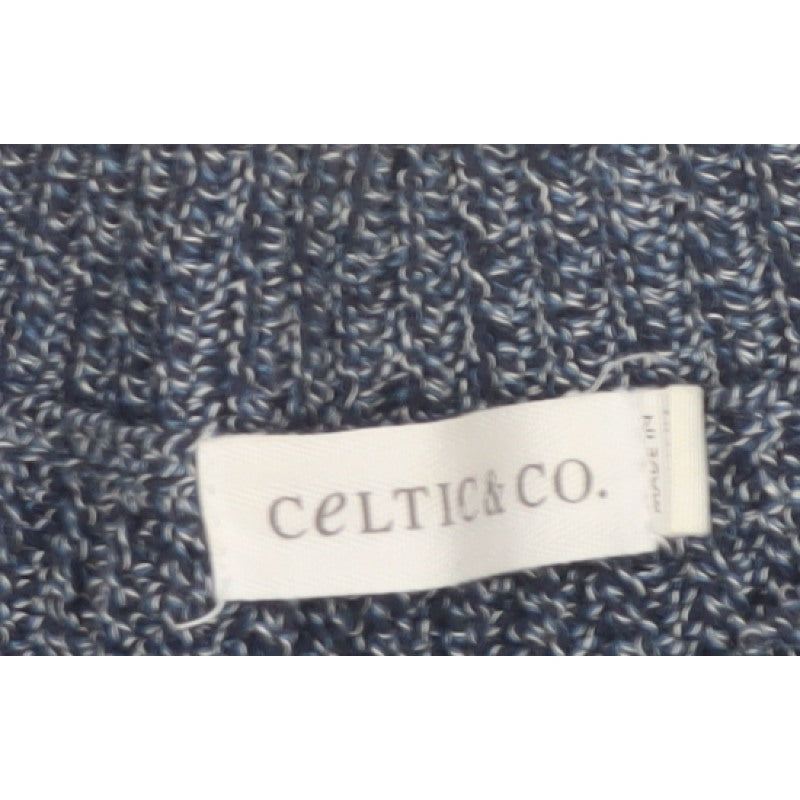 Celtic & Co. Men's Grey Blue Stripe Knit Pullover Jumper Size S Cotton