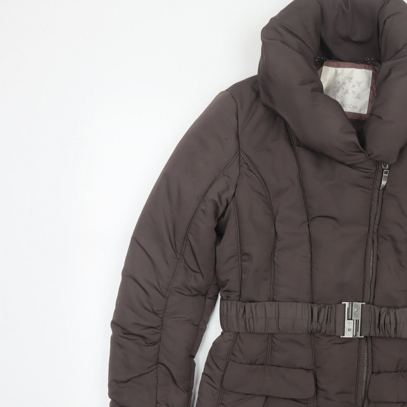 John Rocha Women’s Brown UK 8 Belted Puffer Jacket Zip Winter
