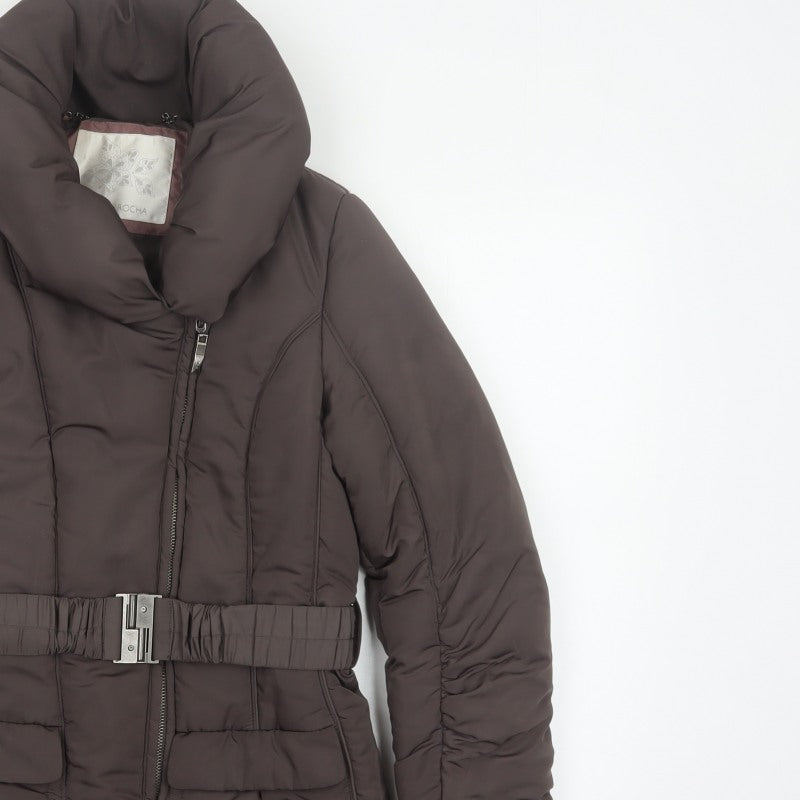 John Rocha Women’s Brown UK 8 Belted Puffer Jacket Zip Winter