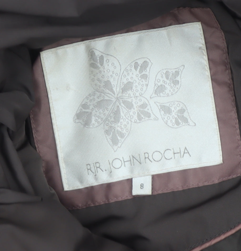 John Rocha Women’s Brown UK 8 Belted Puffer Jacket Zip Winter