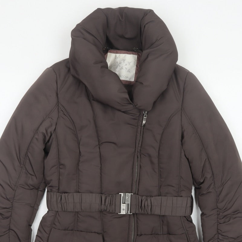 John Rocha Women’s Brown UK 8 Belted Puffer Jacket Zip Winter