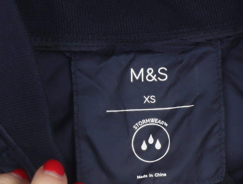Marks & Spencer Women Blue XS Long Quilted Bomber Padded Coat