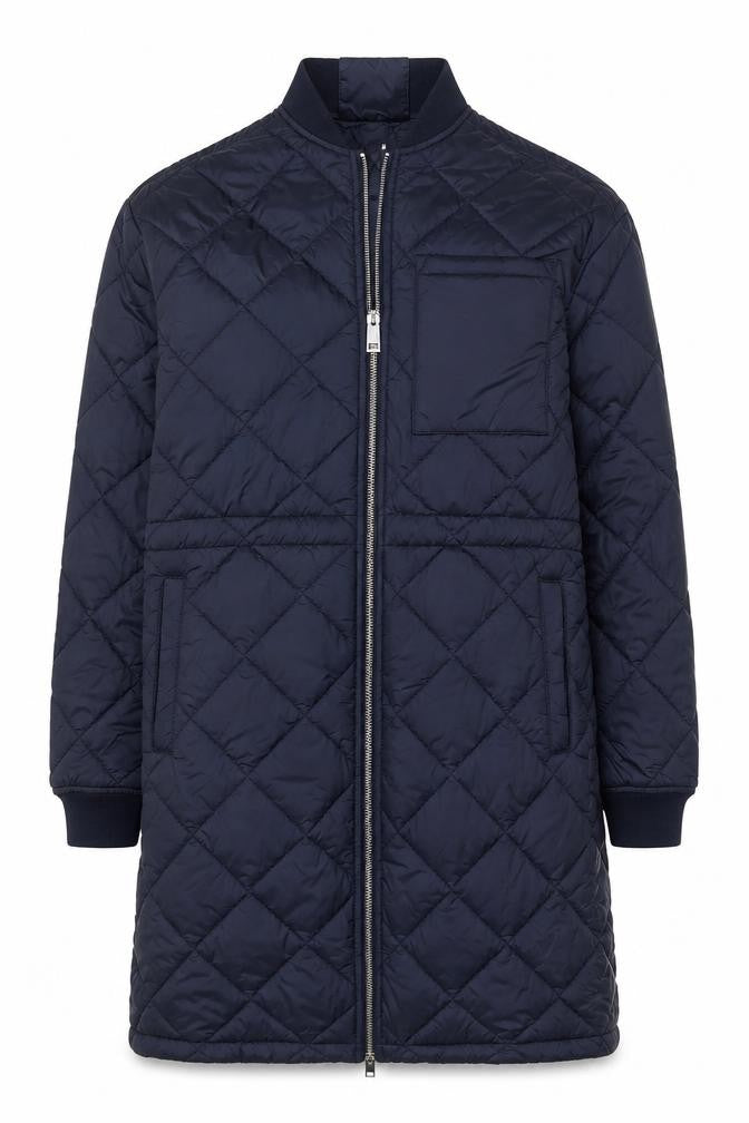 Marks & Spencer Women Blue XS Long Quilted Bomber Padded Coat