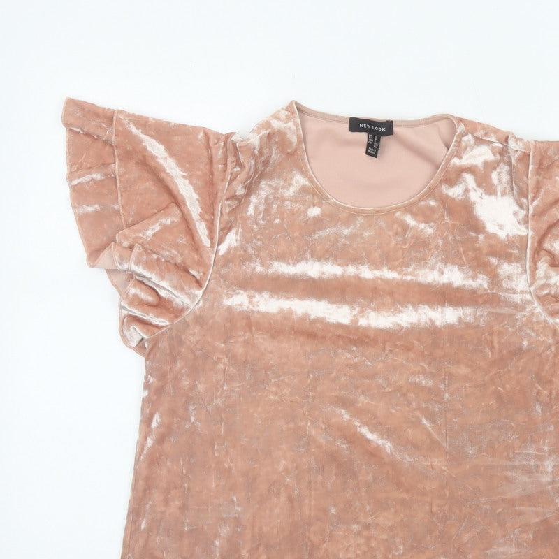 New Look Women’s Pink Velvet Ruffle Sleeve Blouse UK 12
