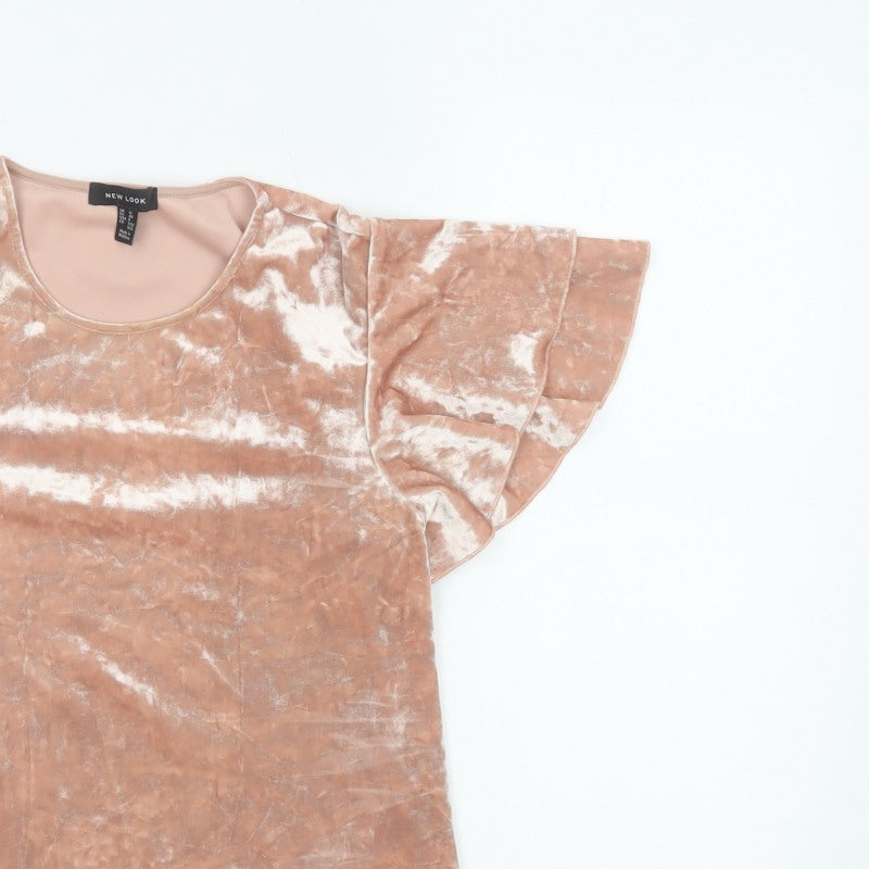 New Look Women’s Pink Velvet Ruffle Sleeve Blouse UK 12