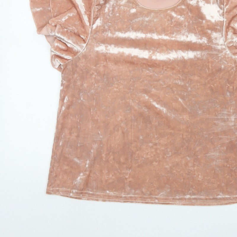 New Look Women’s Pink Velvet Ruffle Sleeve Blouse UK 12