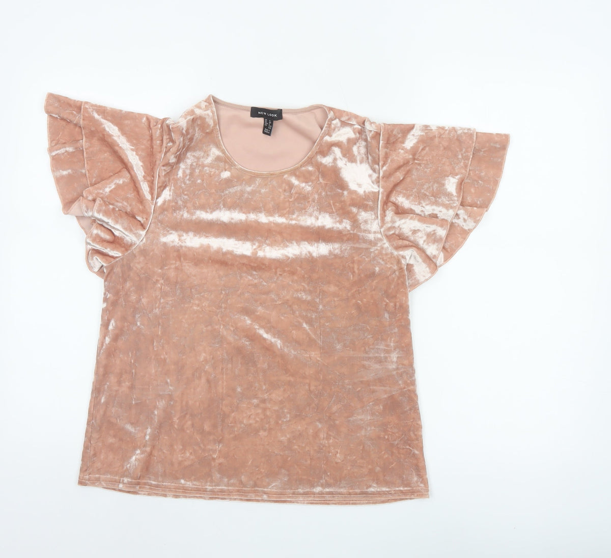 New Look Women’s Pink Velvet Ruffle Sleeve Blouse UK 12