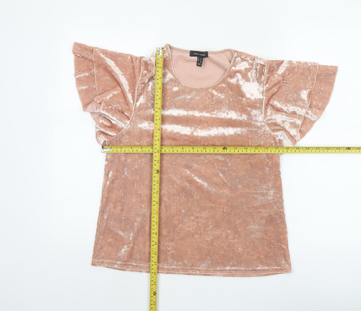 New Look Women’s Pink Velvet Ruffle Sleeve Blouse UK 12