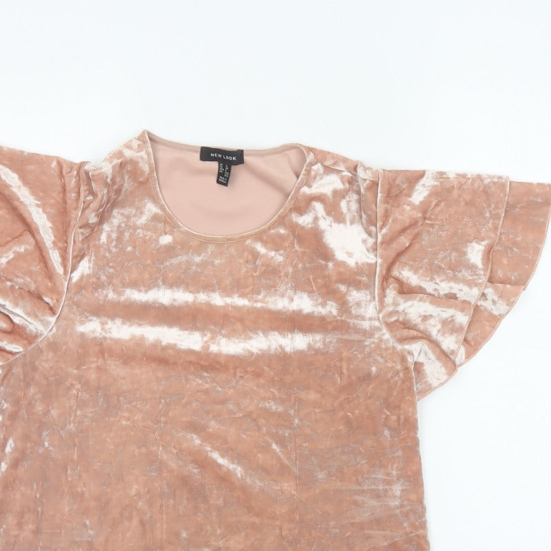 New Look Women’s Pink Velvet Ruffle Sleeve Blouse UK 12