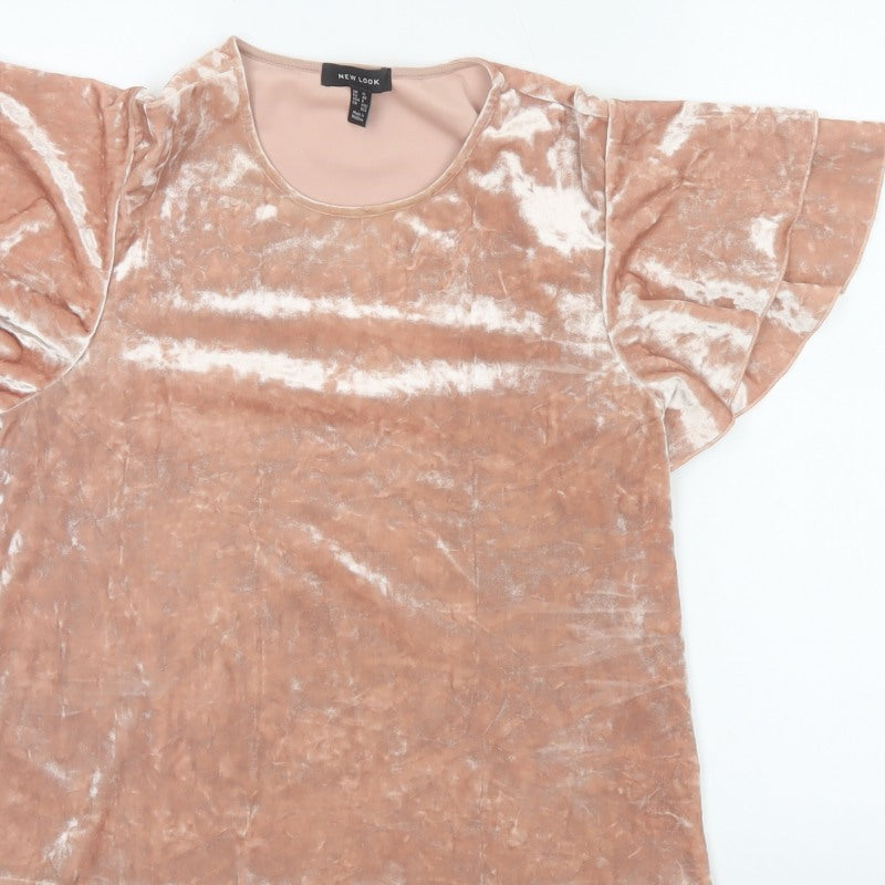 New Look Women’s Pink Velvet Ruffle Sleeve Blouse UK 12