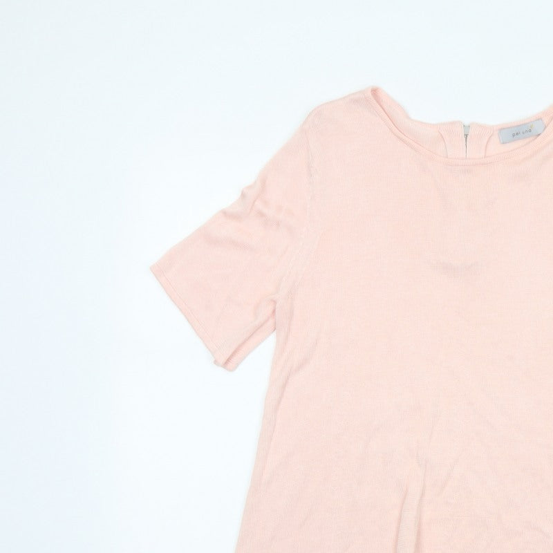 Per Una Women Pink UK 12 Knit Tunic Blouse 3/4 Sleeve Zip