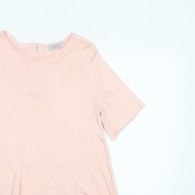 Per Una Women Pink UK 12 Knit Tunic Blouse 3/4 Sleeve Zip