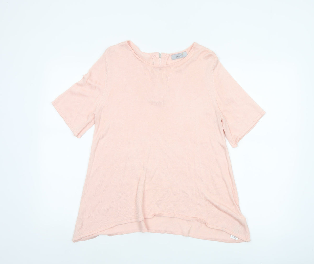 Per Una Women Pink UK 12 Knit Tunic Blouse 3/4 Sleeve Zip