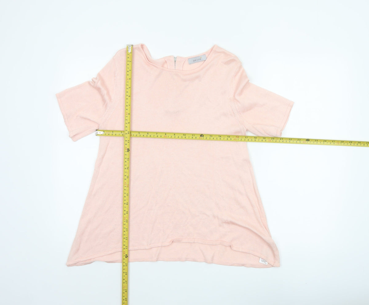 Per Una Women Pink UK 12 Knit Tunic Blouse 3/4 Sleeve Zip