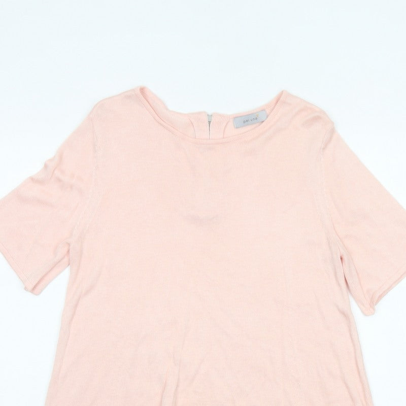 Per Una Women Pink UK 12 Knit Tunic Blouse 3/4 Sleeve Zip