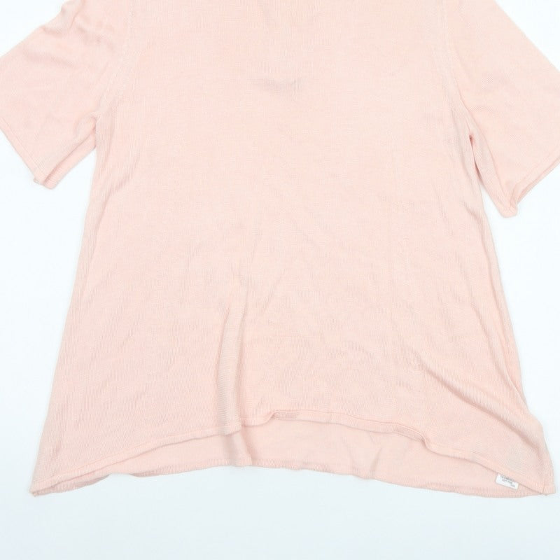 Per Una Women Pink UK 12 Knit Tunic Blouse 3/4 Sleeve Zip