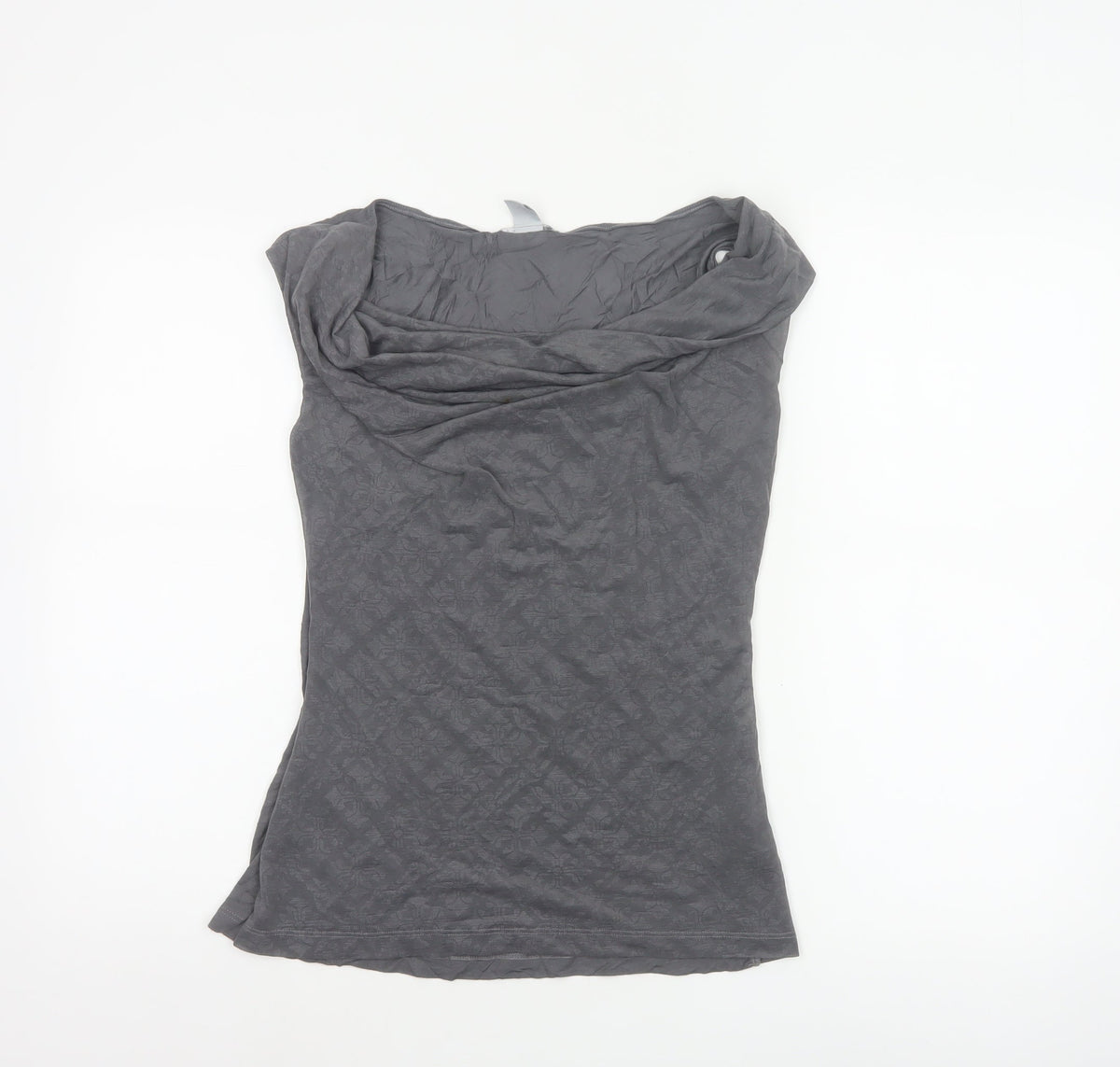 H&M Women Grey S Basic Cowl Neck Floral Jersey Cap Sleeve Top