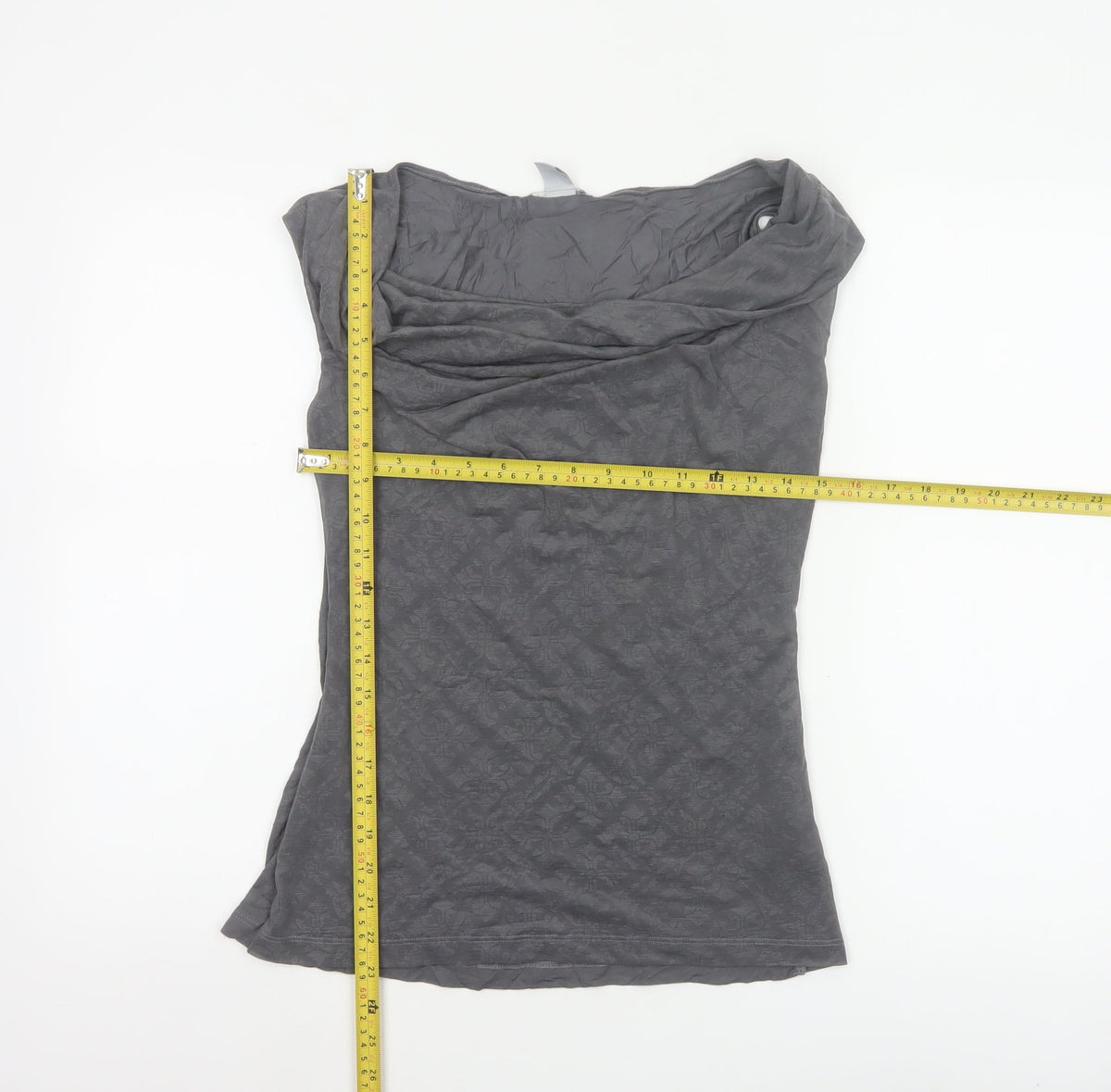 H&M Women Grey S Basic Cowl Neck Floral Jersey Cap Sleeve Top
