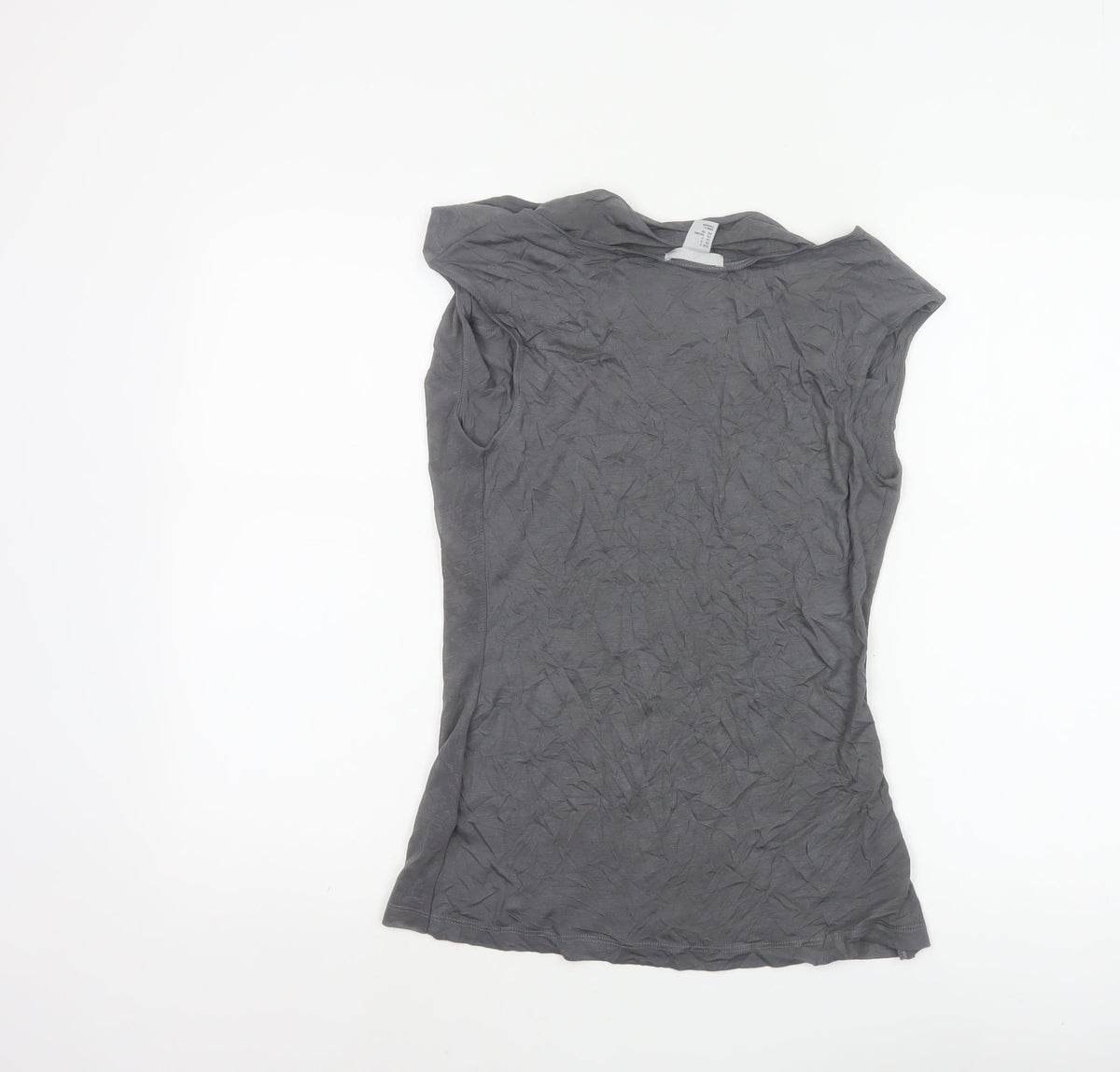 H&M Women Grey S Basic Cowl Neck Floral Jersey Cap Sleeve Top