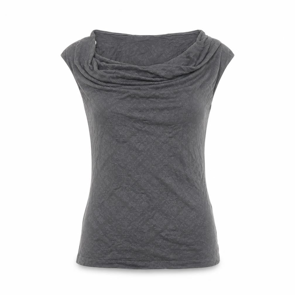H&M Women Grey S Basic Cowl Neck Floral Jersey Cap Sleeve Top