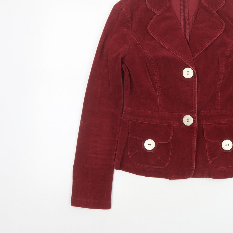 B.Moss Women’s Red Corduroy Blazer UK 8 Short Tailored Jacket