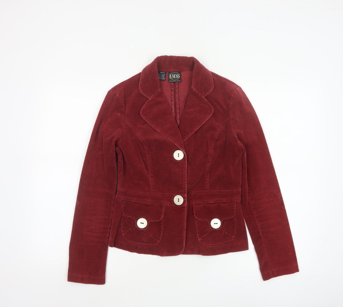 B.Moss Women’s Red Corduroy Blazer UK 8 Short Tailored Jacket